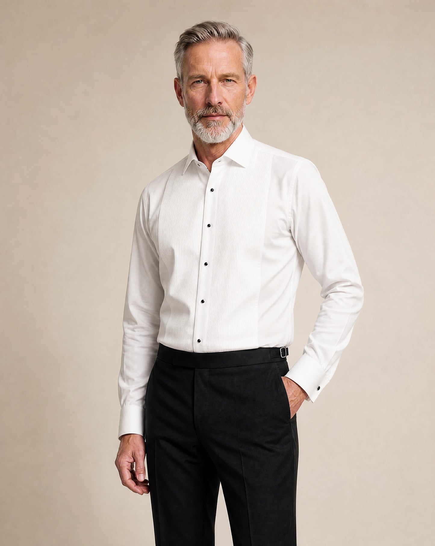 Smokinghemd aus Twill mit Plissée