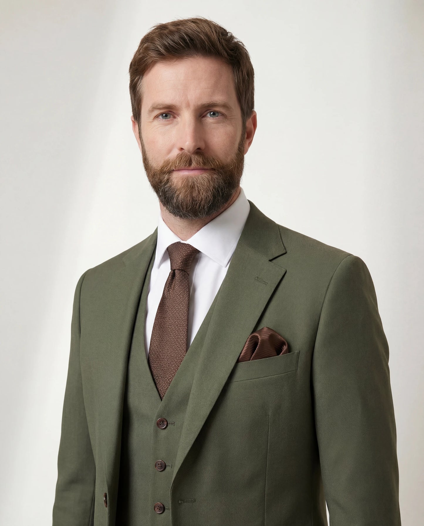 Waldgrüner Hochzeitsanzug, Dreiteiler mit Weste